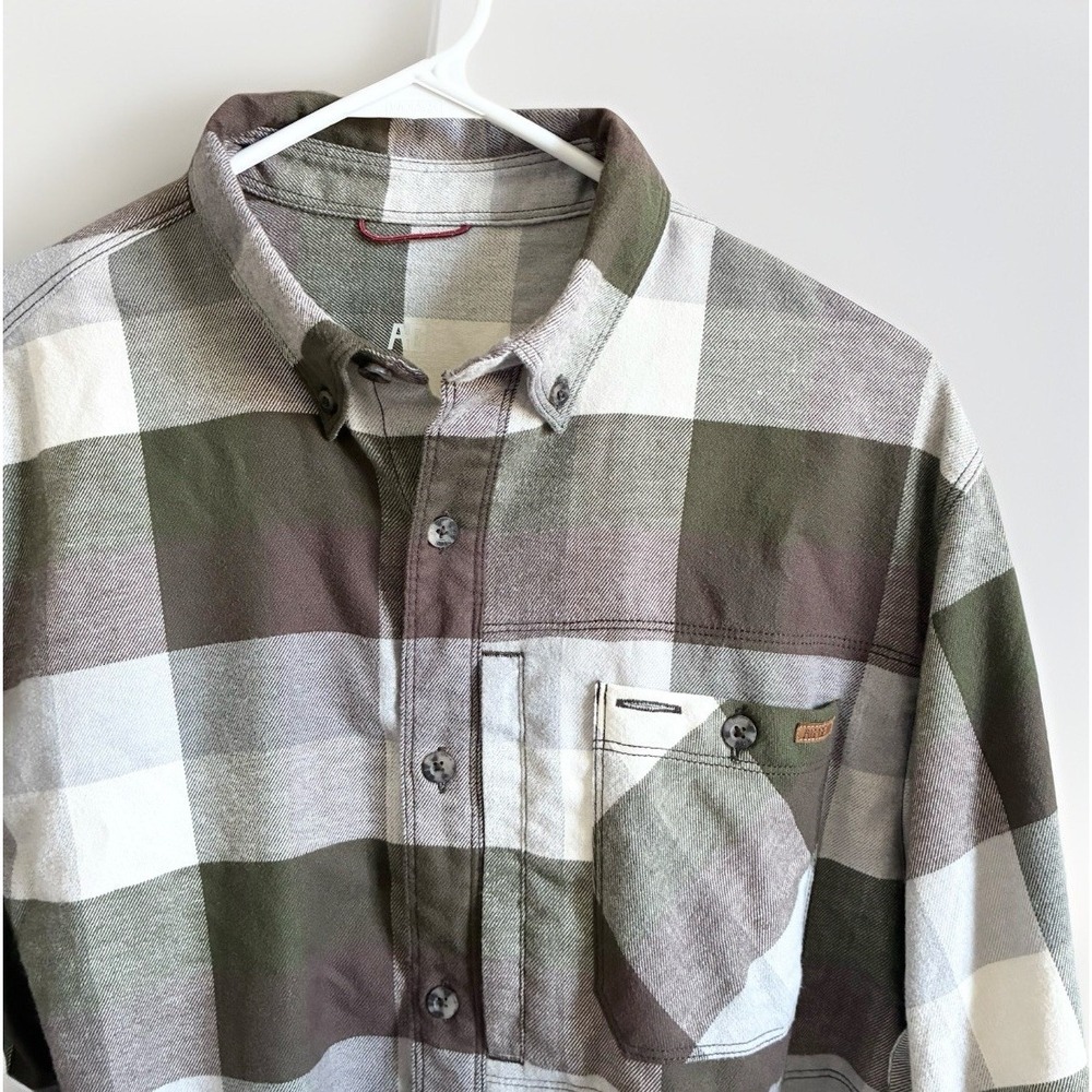 AG Gear Harvester Flannel Long Sleeve Button Farmer Green Shirt Mens Medium